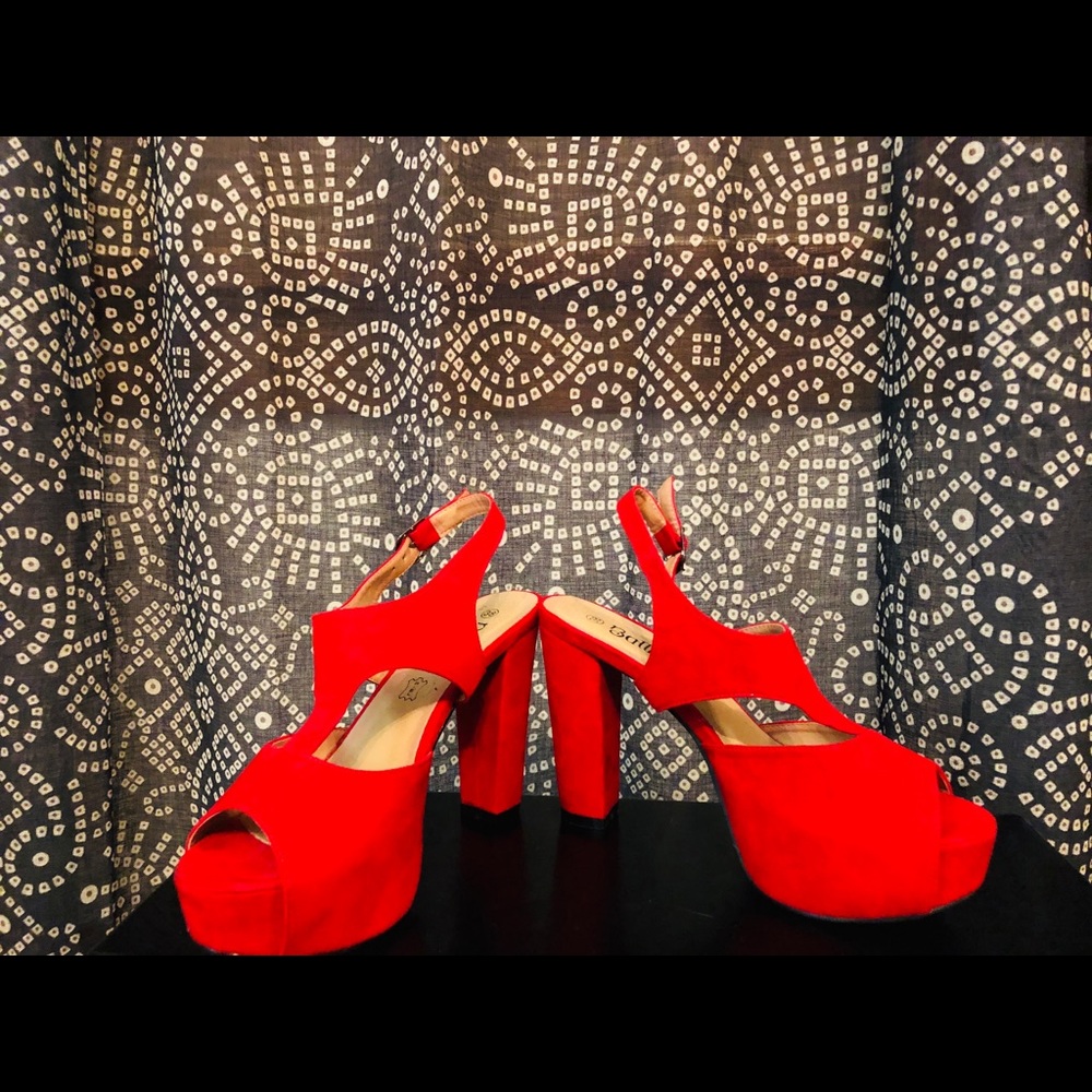 Red suede pumps from Spain.